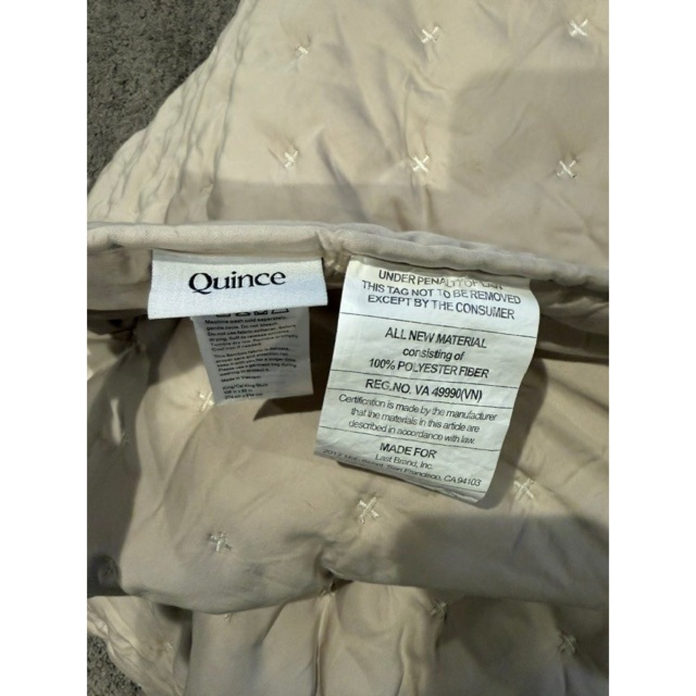Quince Organic Bamboo Viscose Quilt King Cal King Sand Beige Neutral Bedding - Picture 9 of 9